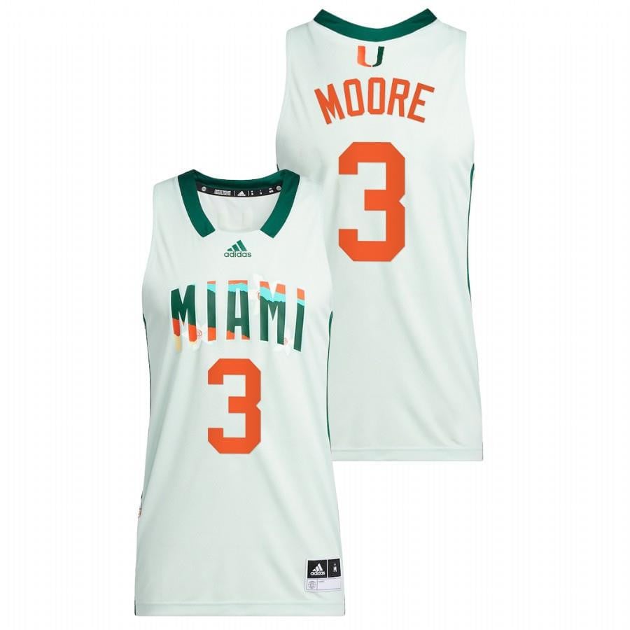 Miami Hurricanes Charlie Moore 3 2022 White Honoring Black Excellence Basketball Men Jersey