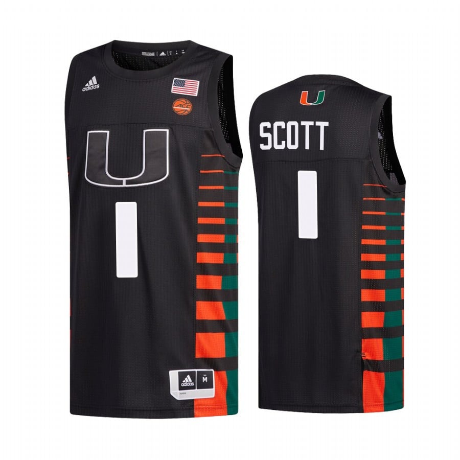 Miami Hurricanes Durand Scott 1 Jersey College Basketball Black Uniform