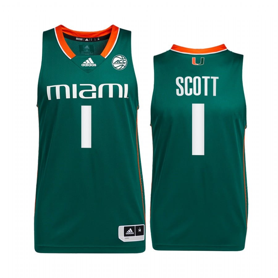 Miami Hurricanes Durand Scott 1 Jersey College Basketball Green Uniform