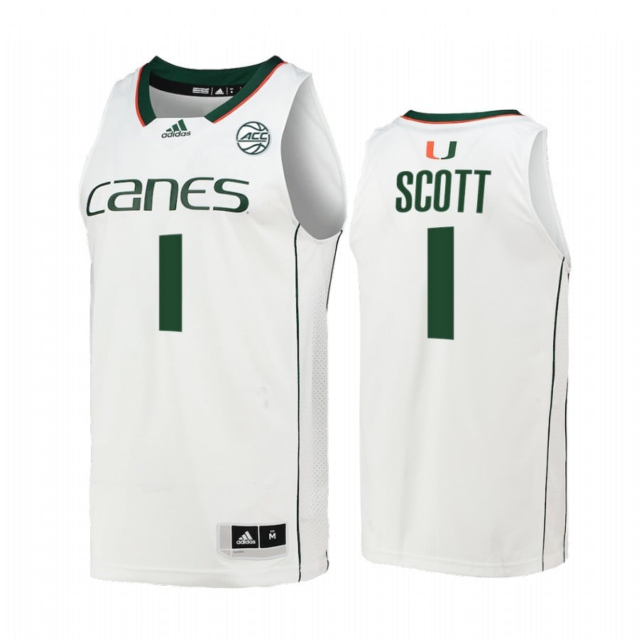 Miami Hurricanes Durand Scott 1 Jersey College Basketball White Uniform