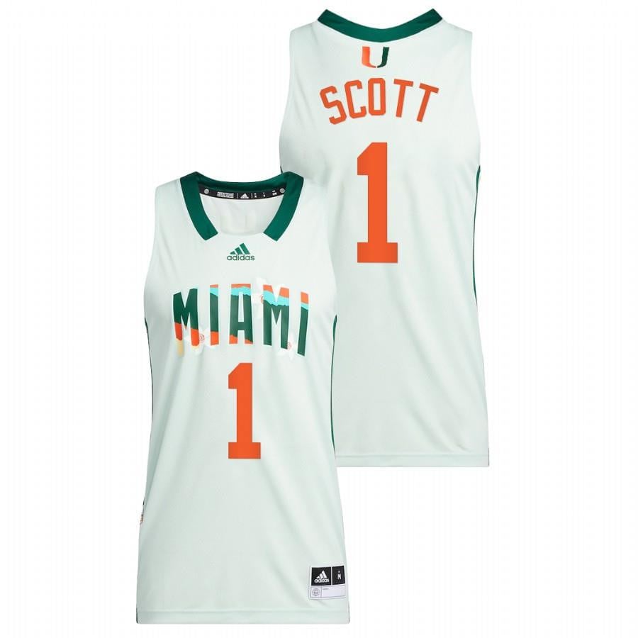 Miami Hurricanes Durand Scott 1 White Honoring Black Excellence Basketball Men Jersey