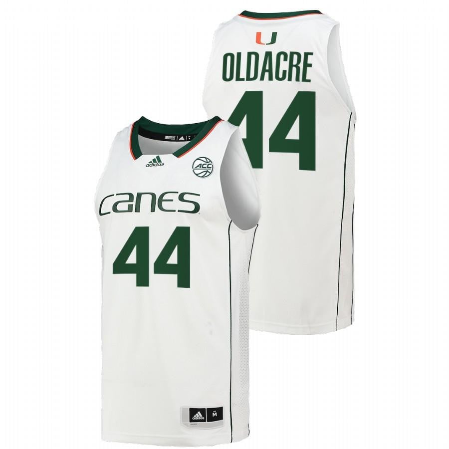 Miami Hurricanes Kyla Oldacre 44 White College Basketball Men Jersey