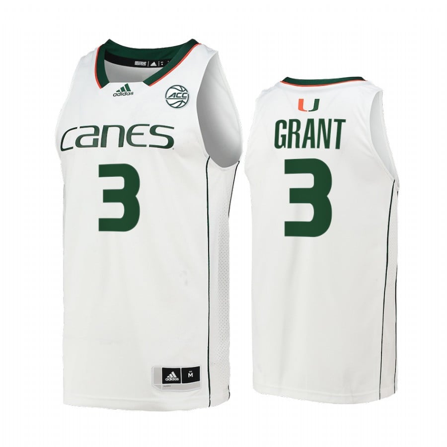 Miami Hurricanes Malcolm Grant 3 Jersey College Basketball White Uniform