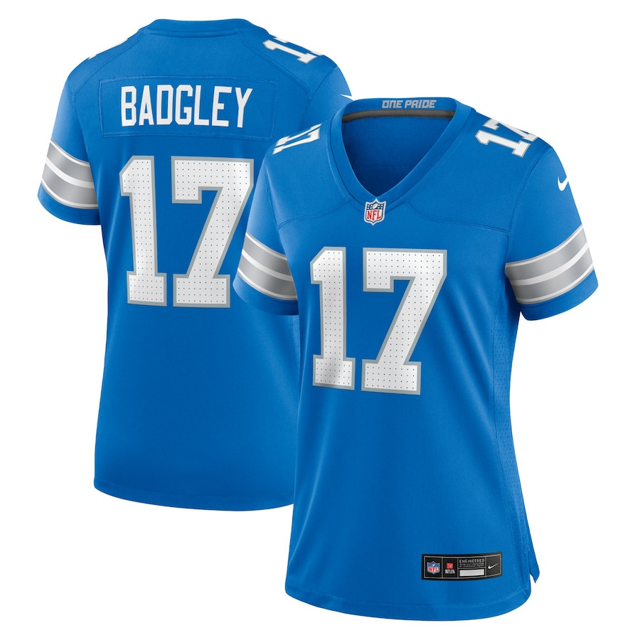 Michael Badgley 17 Detroit Lions Women's Team Game Jersey - Blue Js5123