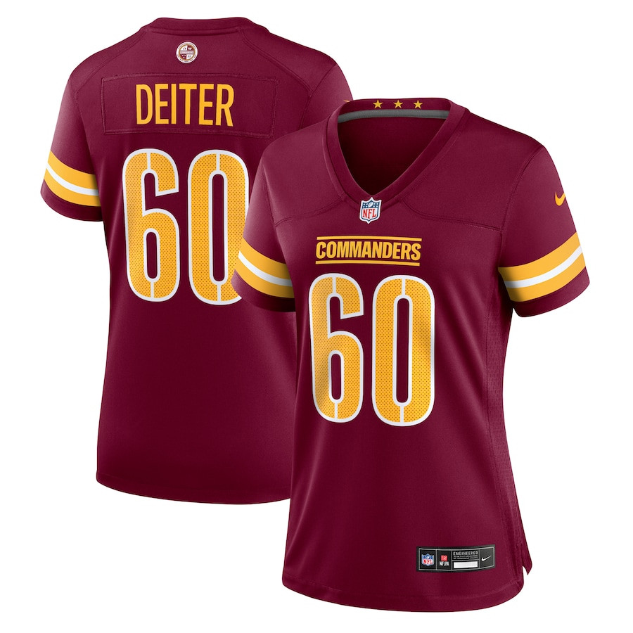 Michael Deiter 60 Washington Commanders Women's Game Jersey - Burgundy Js5268