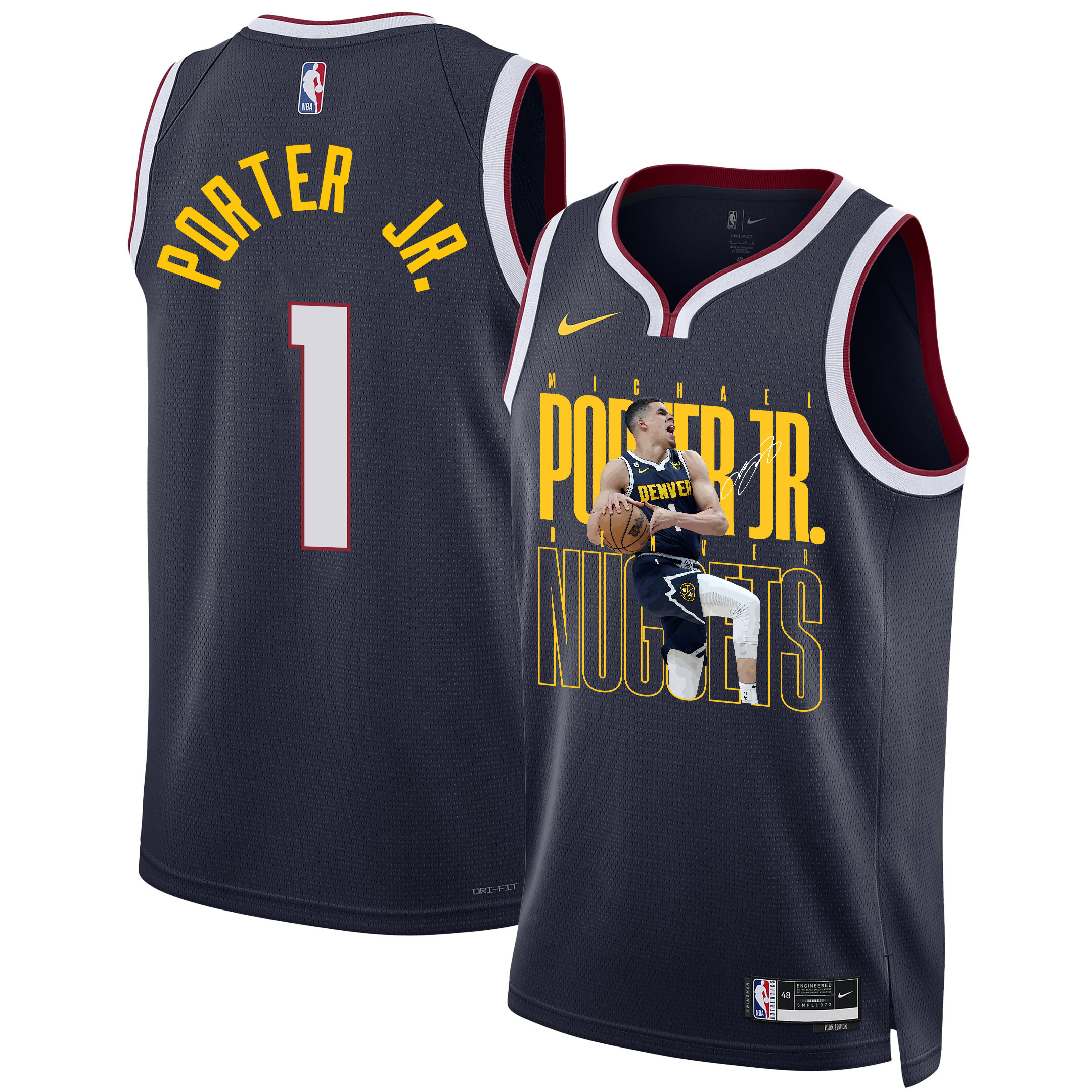 Michael Porter Jr. 1 Denver Nuggets Future Superstar 2023 Nba Champions Swingman Jersey - Black