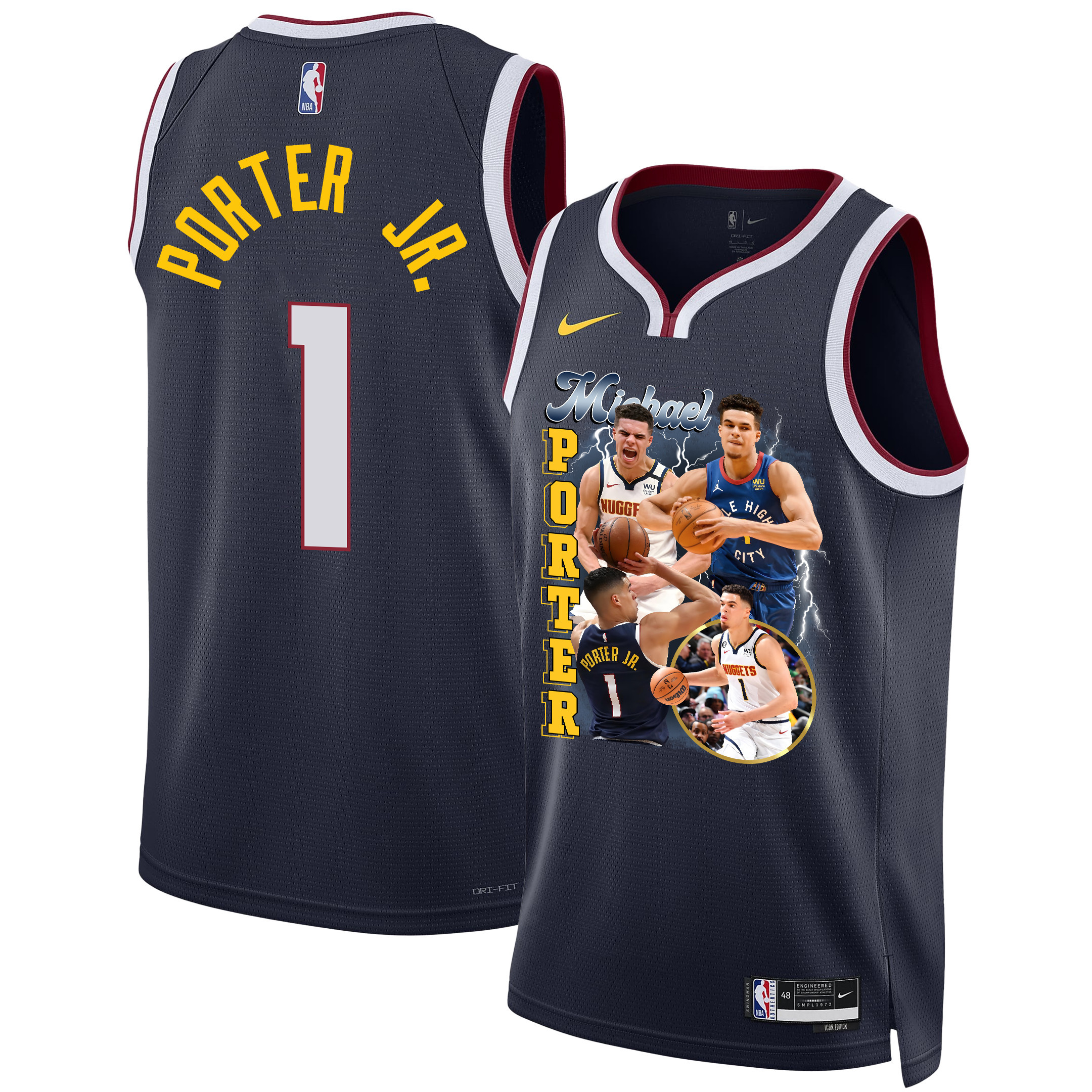 Michael Porter Jr. 1 Denver Nuggets Soaring Forward 2023 Nba Champions Swingman Jersey - Black