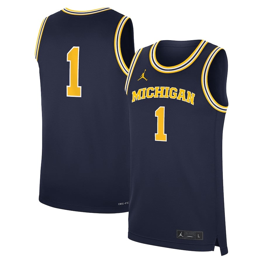 Michigan Wolverines Road Basketball Jersey - Navy