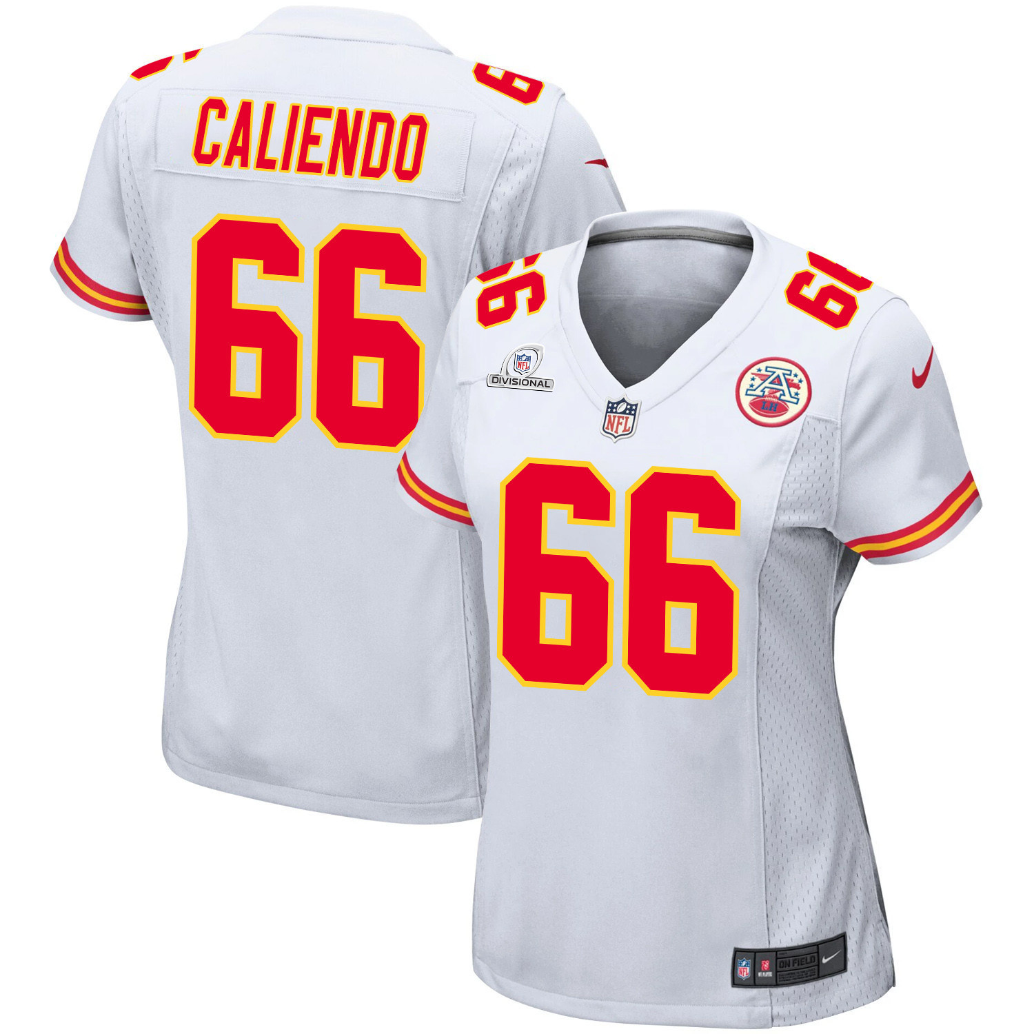 Mike Caliendo 66 Kansas City Chiefs Super Bowl Lviii Patch Game Women Jersey - White Js8314