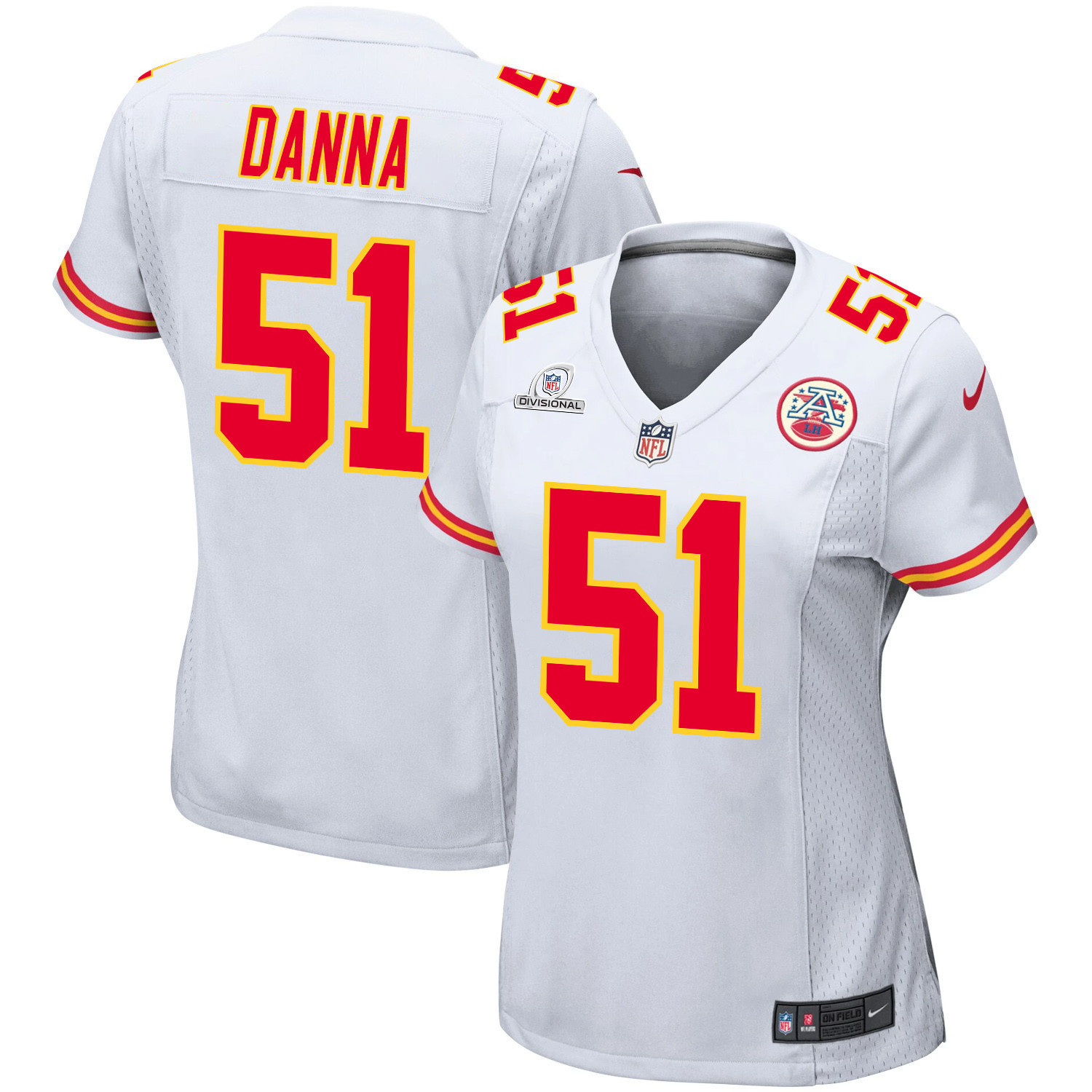 Mike Danna 51 Kansas City Chiefs Super Bowl Lviii Patch Game Women Jersey - White Js8813