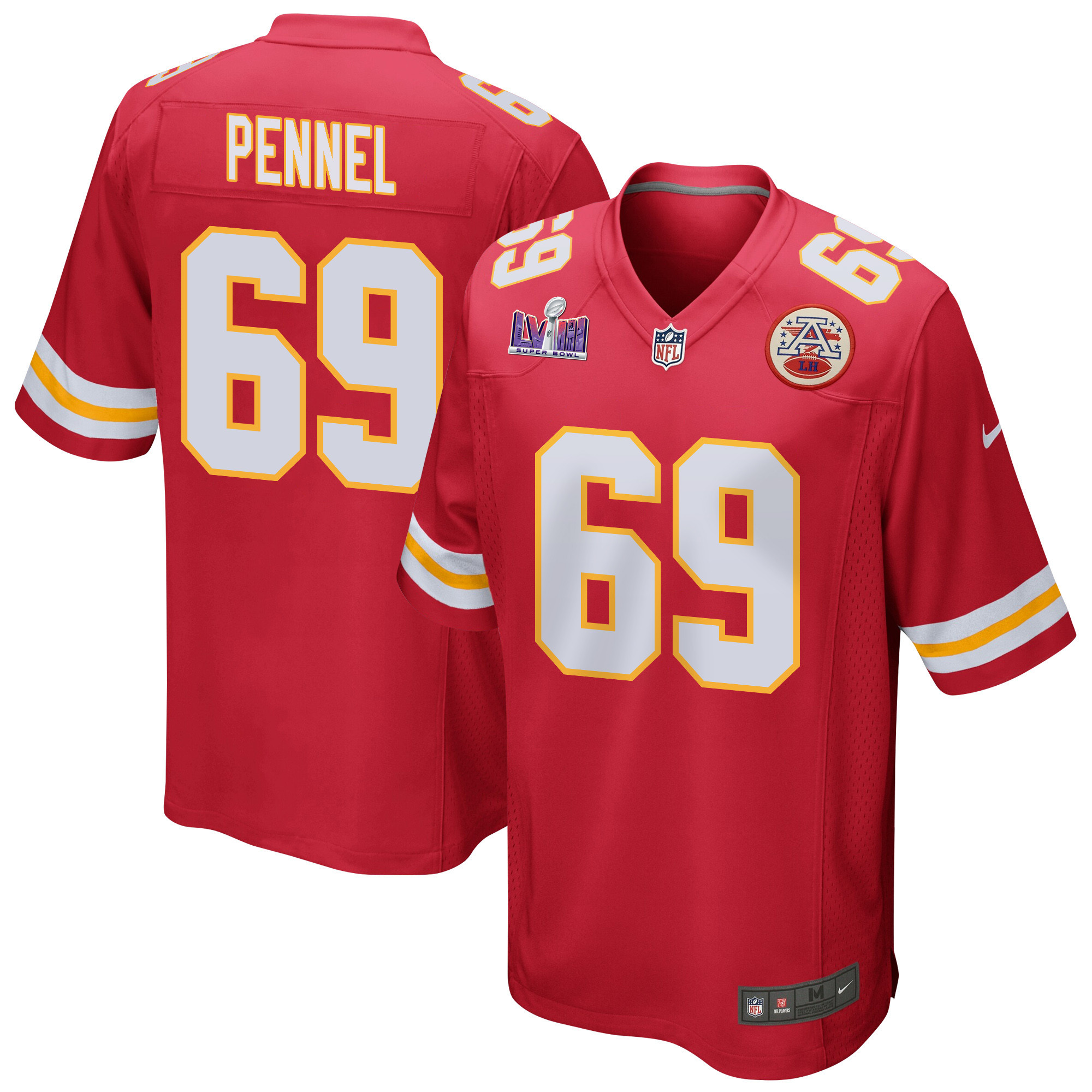 Mike Pennel 69 Kansas City Chiefs Super Bowl Lviii Patch Game Men Jersey - Red Js9914