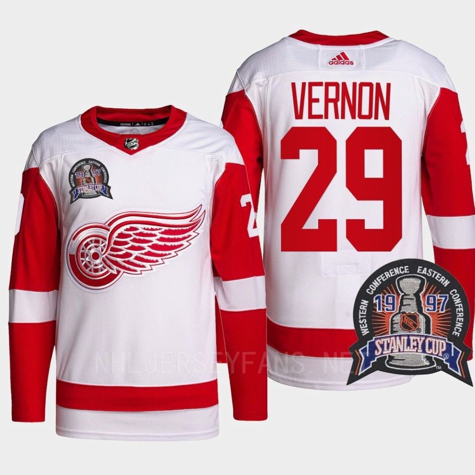 Mike Vernon 29 1997 Stanley Cup Detroit Red Wings Red Jersey 25th Anniversary