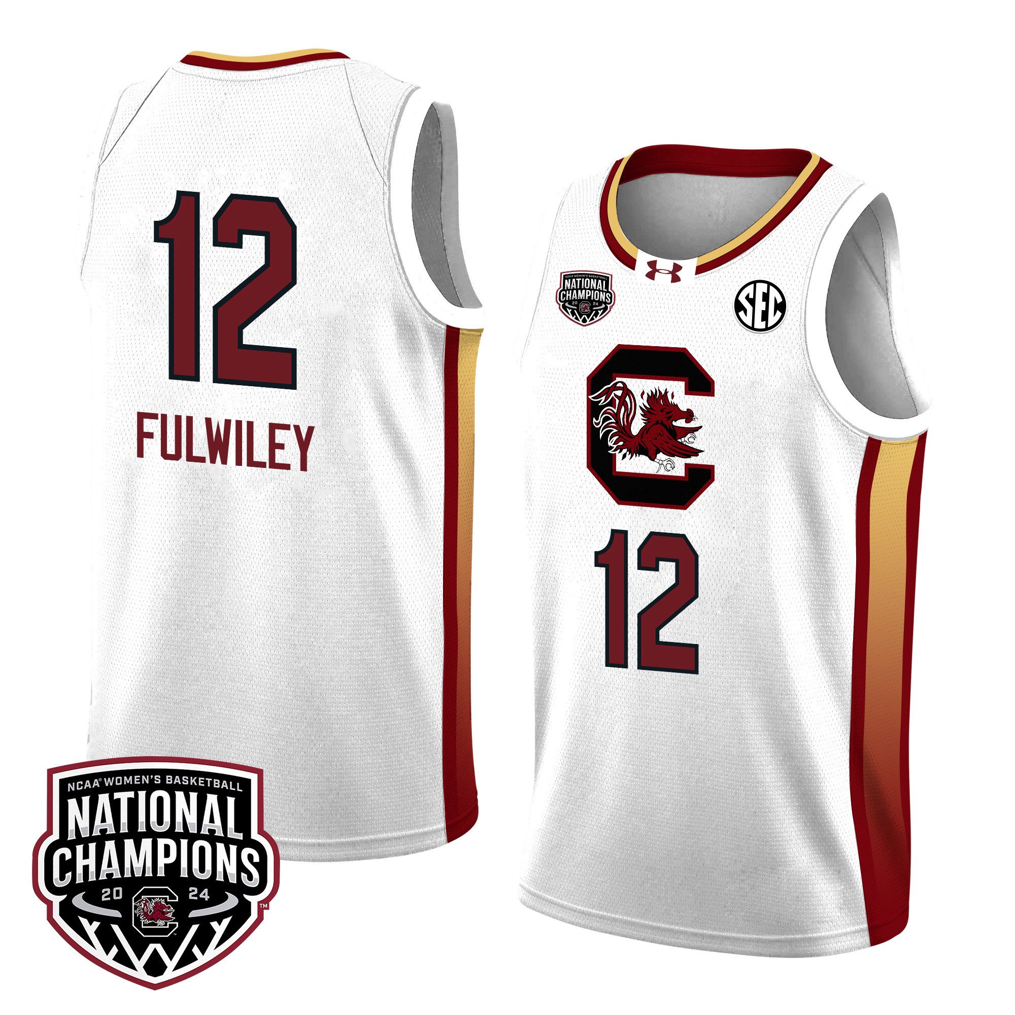Milaysia Fulwiley 12 South Carolina 2024 National Champions Patch Women's Basketball Jersey - Unisex Jersey