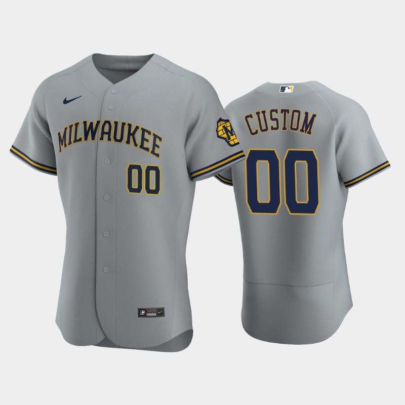 Milwaukee Brewers 00 Custom Road Team Gray Jersey