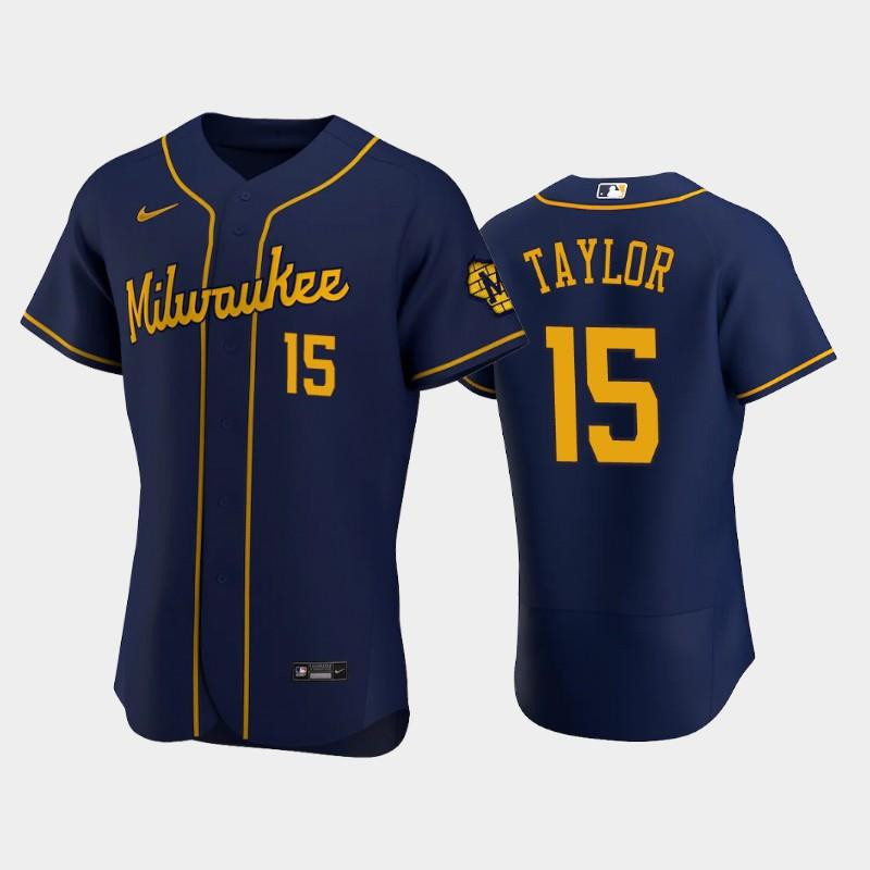 Milwaukee Brewers 15 Tyrone Taylor Alternate Team Navy Jersey