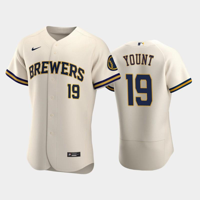 Milwaukee Brewers 19 Robin Yount Home Team Cream Jersey