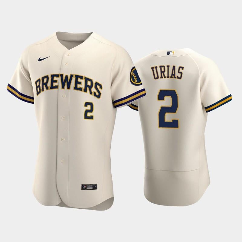 Milwaukee Brewers 2 Luis Urias Home Team Cream Jersey
