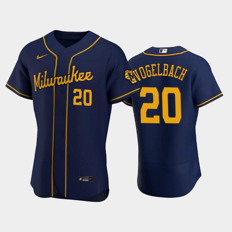 Milwaukee Brewers 20 Daniel Vogelbach Alternate Team Navy Jersey