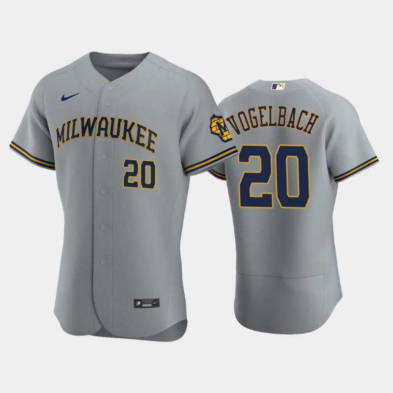 Milwaukee Brewers 20 Daniel Vogelbach Road Team Gray Jersey