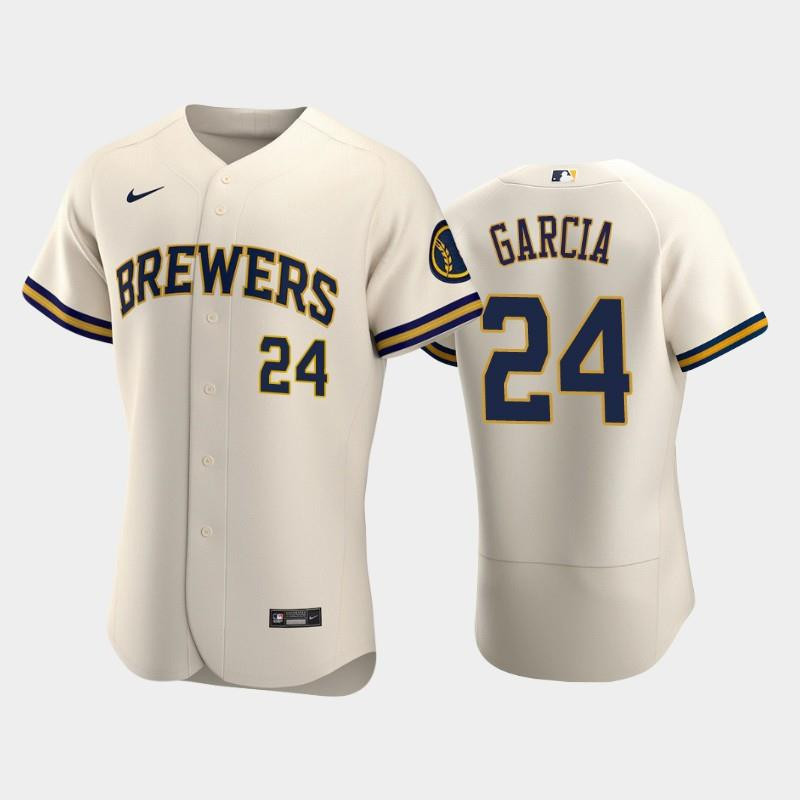 Milwaukee Brewers 24 Avisail Garcia Home Team Cream Jersey