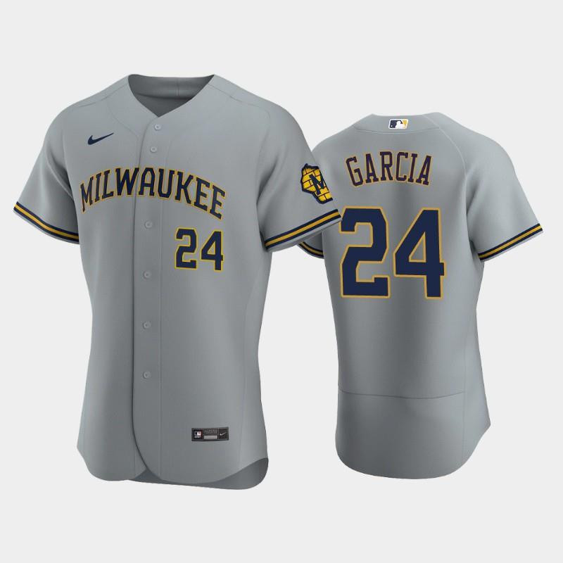 Milwaukee Brewers 24 Avisail Garcia Road Team Gray Jersey