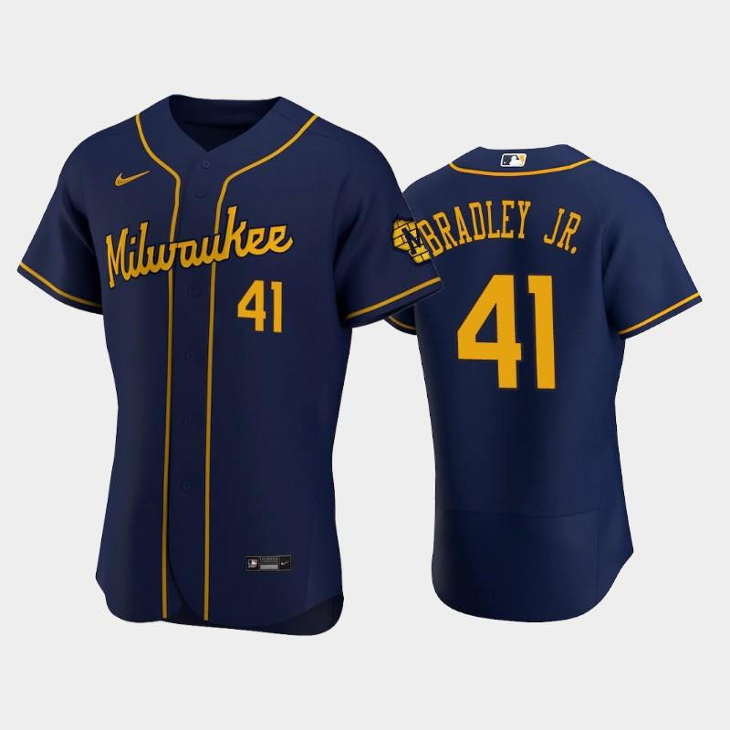 Milwaukee Brewers 41 Jackie Bradley Jr. Alternate Team Navy Jersey