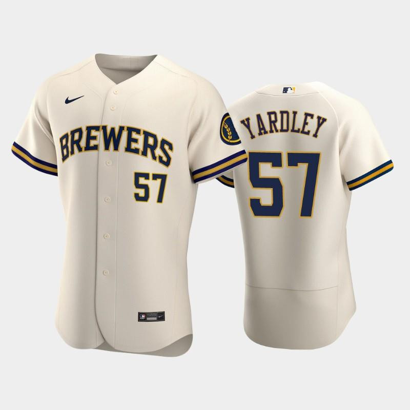 Milwaukee Brewers 57 Eric Yardley Home Team Cream Jersey