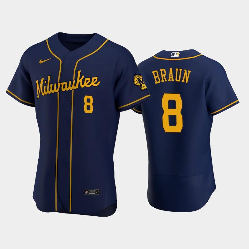 Milwaukee Brewers 8 Ryan Braun Alternate Team Navy Jersey