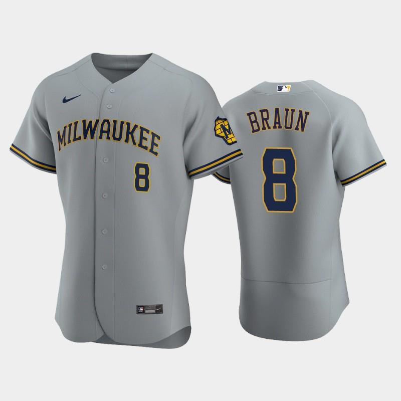 Milwaukee Brewers 8 Ryan Braun Road Team Gray Jersey