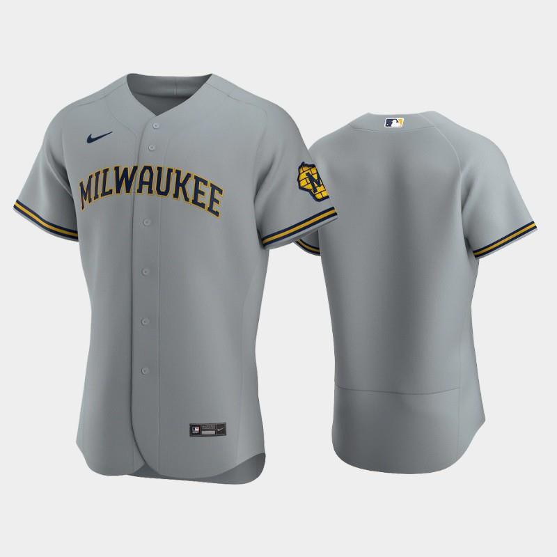 Milwaukee Brewers Road Team Gray Jersey