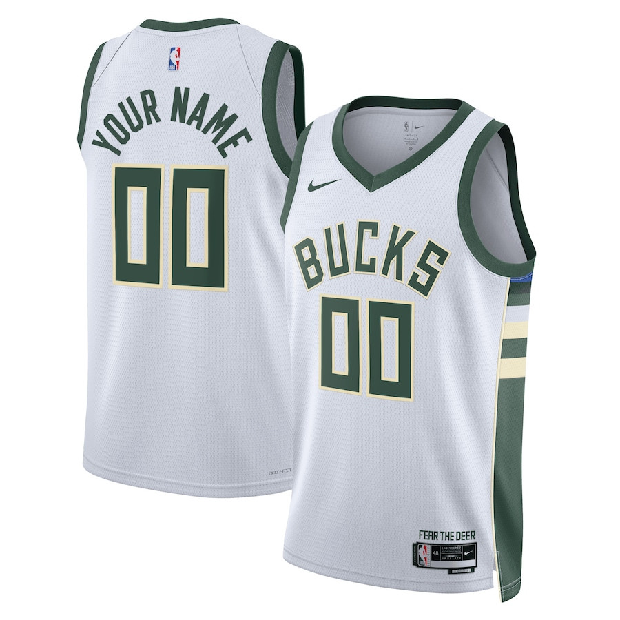 Milwaukee Bucks 2023/24 Association Swingman Custom Men Jersey - White