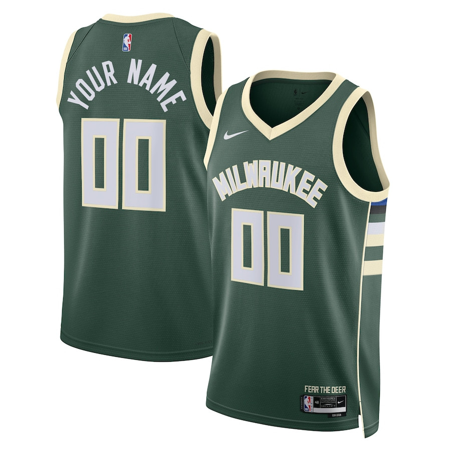 Milwaukee Bucks 2023/24 Icon Swingman Custom Men Jersey - Hunter Green