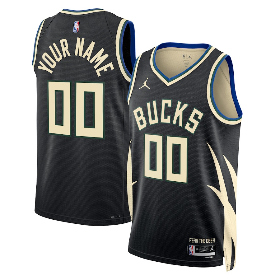 Milwaukee Bucks 2023/24 Statement Swingman Custom Men Jersey - Black