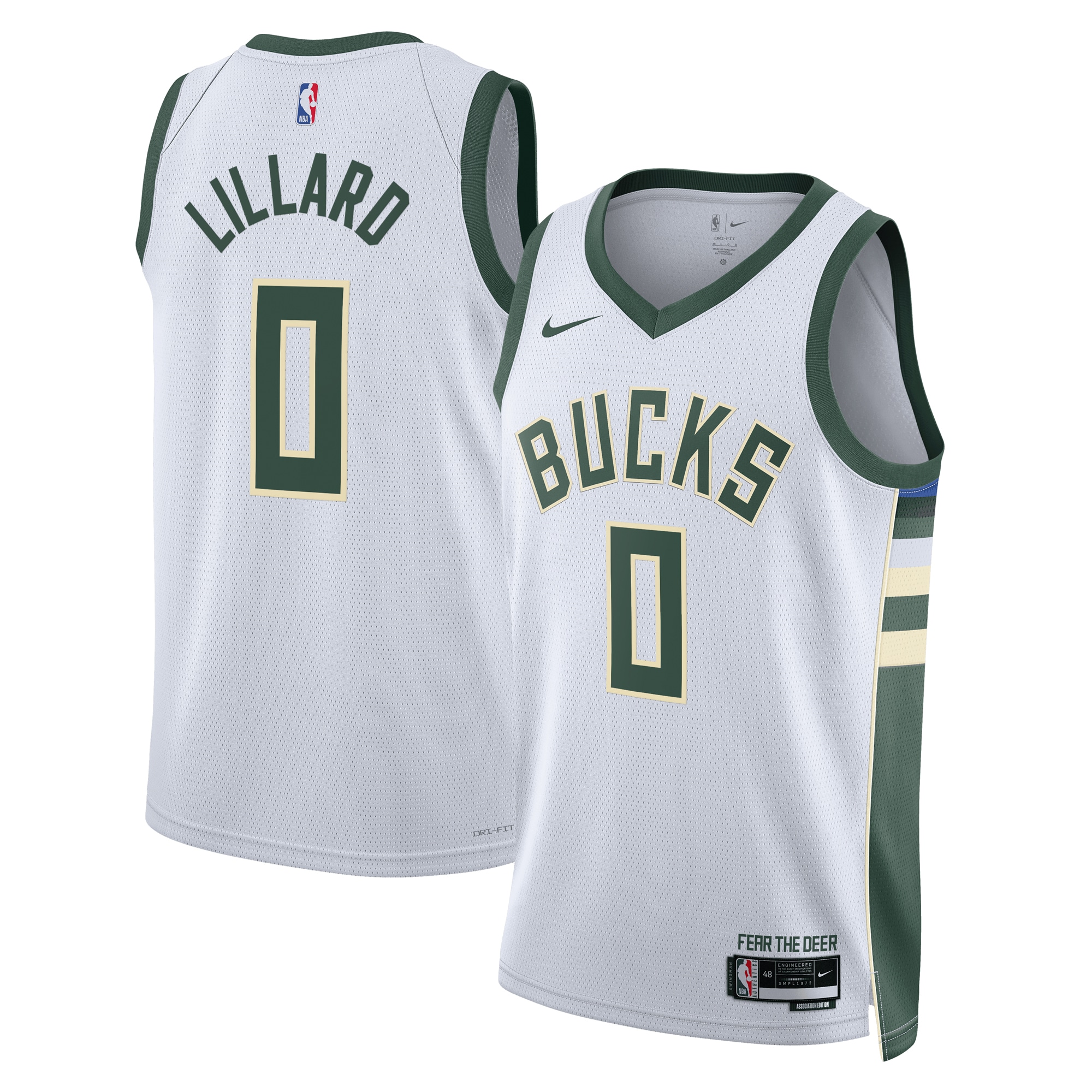 Milwaukee Bucks Association Edition Swingman Jersey - White - Damian Lillard - Unisex