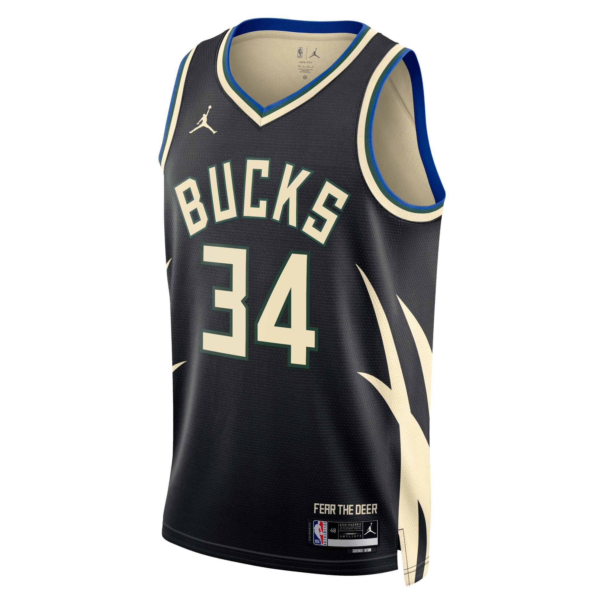 Milwaukee Bucks Jordan Statement Edition Swingman Jersey - Black - Giannis Antetokounmpo - Unisex