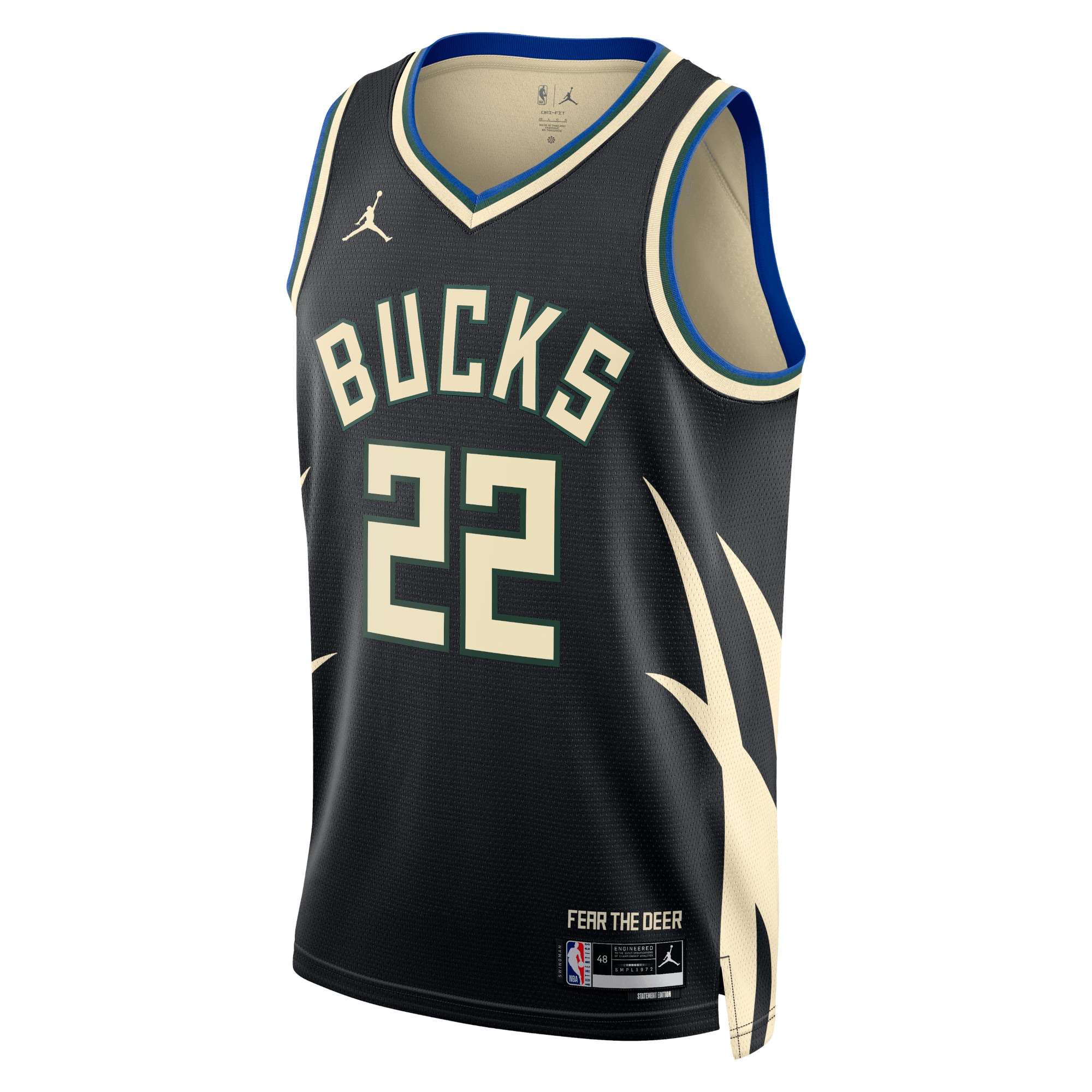 Milwaukee Bucks Jordan Statement Edition Swingman Jersey - Black - Khris Middleton - Unisex