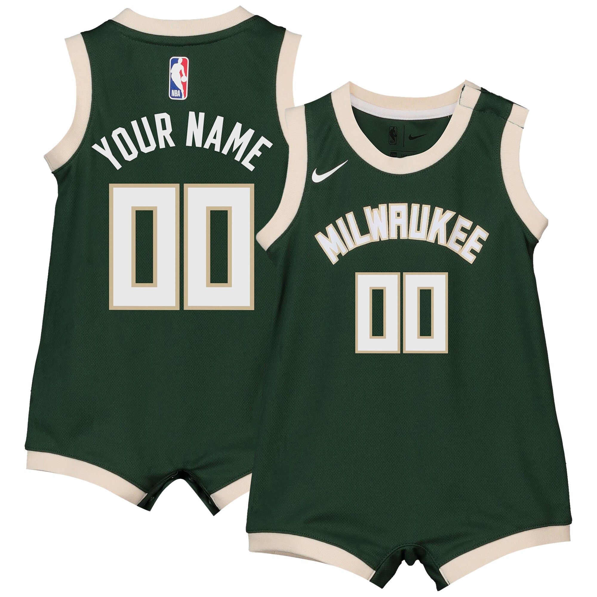 Milwaukee Bucks Onesie Jersey - Custom - Infant