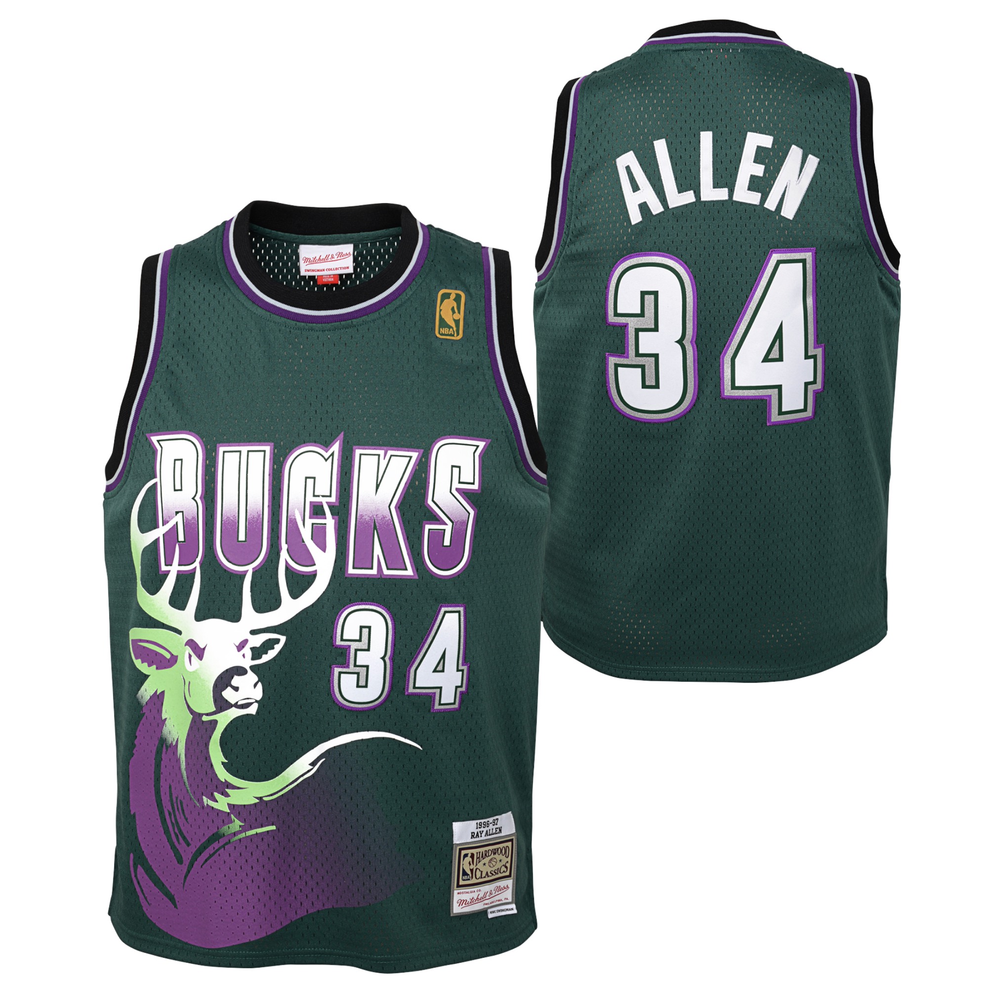 Milwaukee Bucks Ray Allen 1996-97 Hardwood Classics Swingman Jersey - Fir - Youth