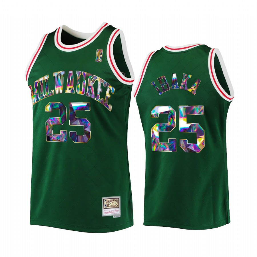 Milwaukee Bucks Serge Ibaka 25 Green Nba 75th Diamond Badge Men Jersey Throwback