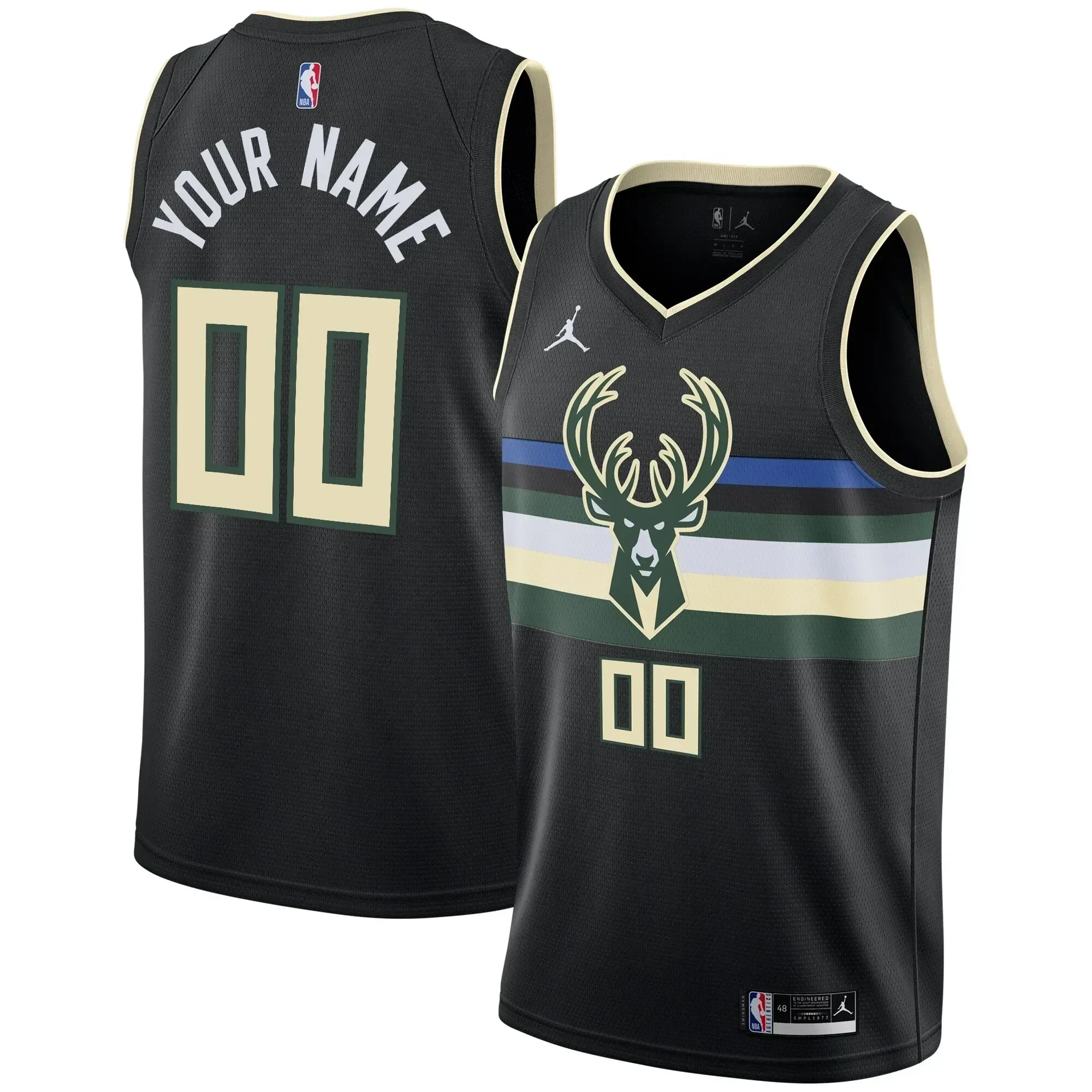 Milwaukee Bucks Swingman Custom Jersey - Statement Edition - Black