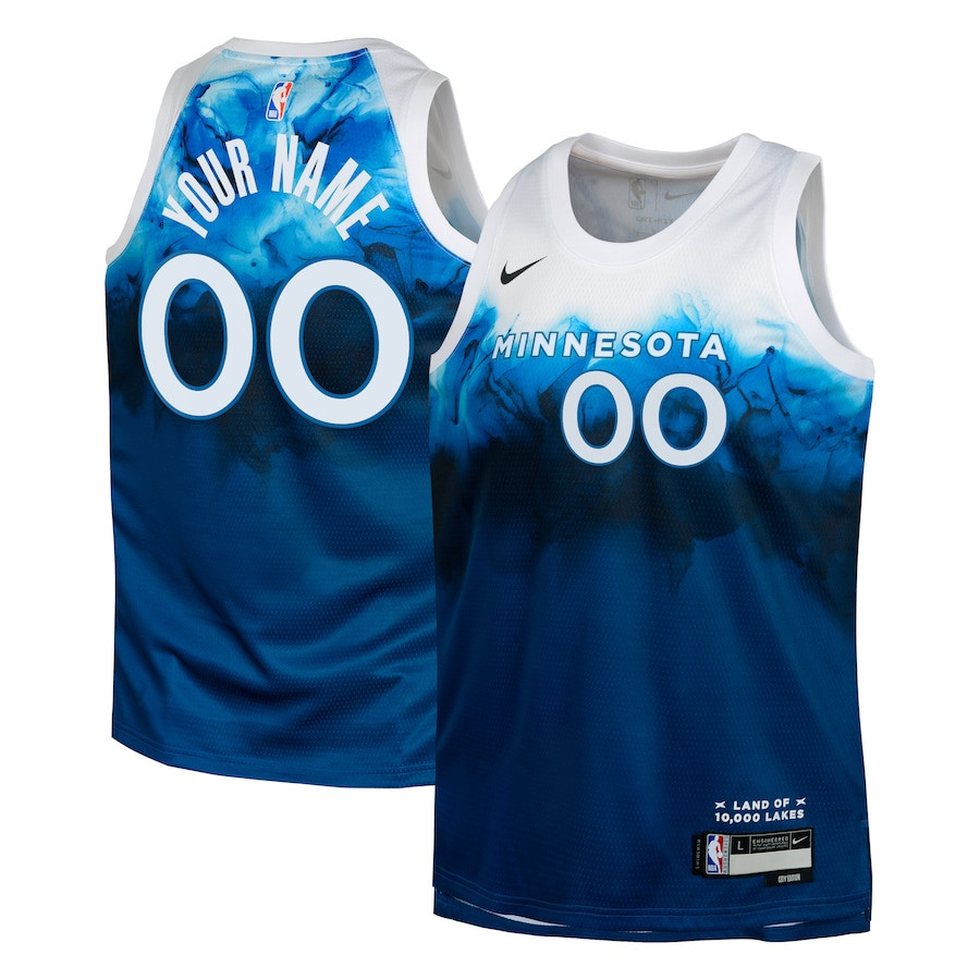 Minnesota Timberwolves 2023/24 City Edition Swingman Custom Youth Jersey - Blue