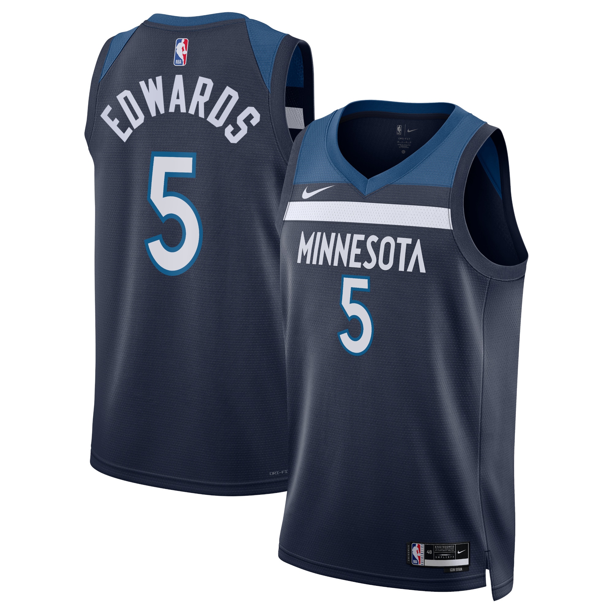 Minnesota Timberwolves Icon Edition Swingman Jersey - Navy - Anthony Edwards - Unisex