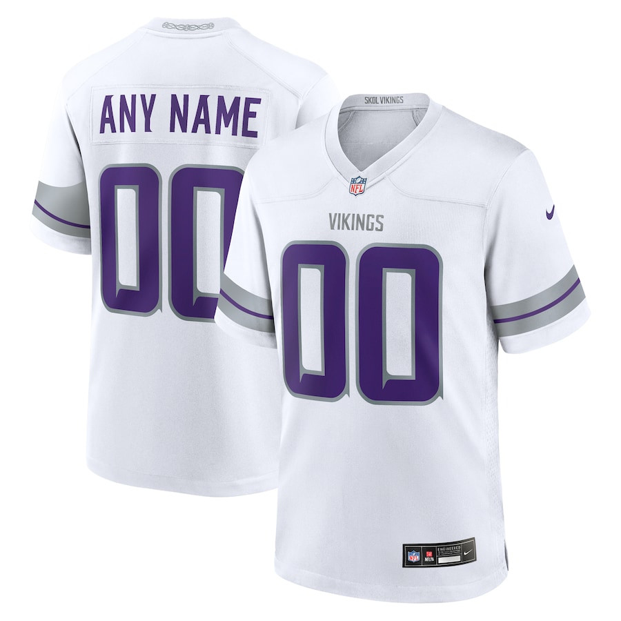 Minnesota Vikings Alternate Game Men Custom Jersey - White Js5900