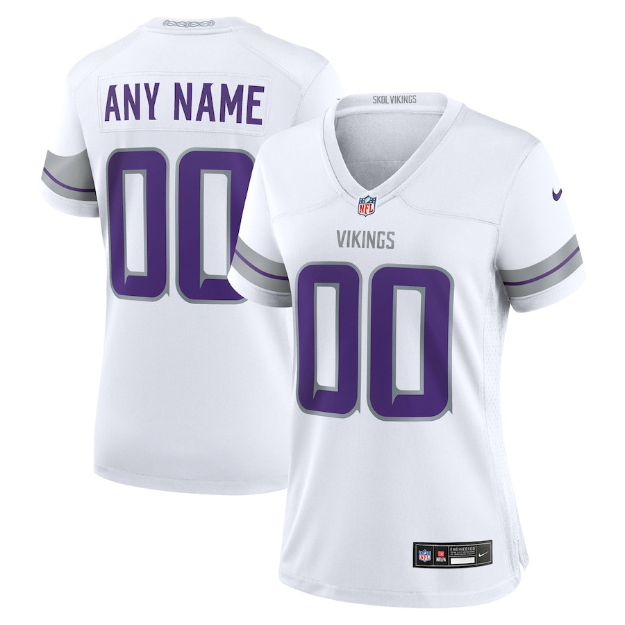 Minnesota Vikings Women's Alternate Game Custom Jersey - White Js3963
