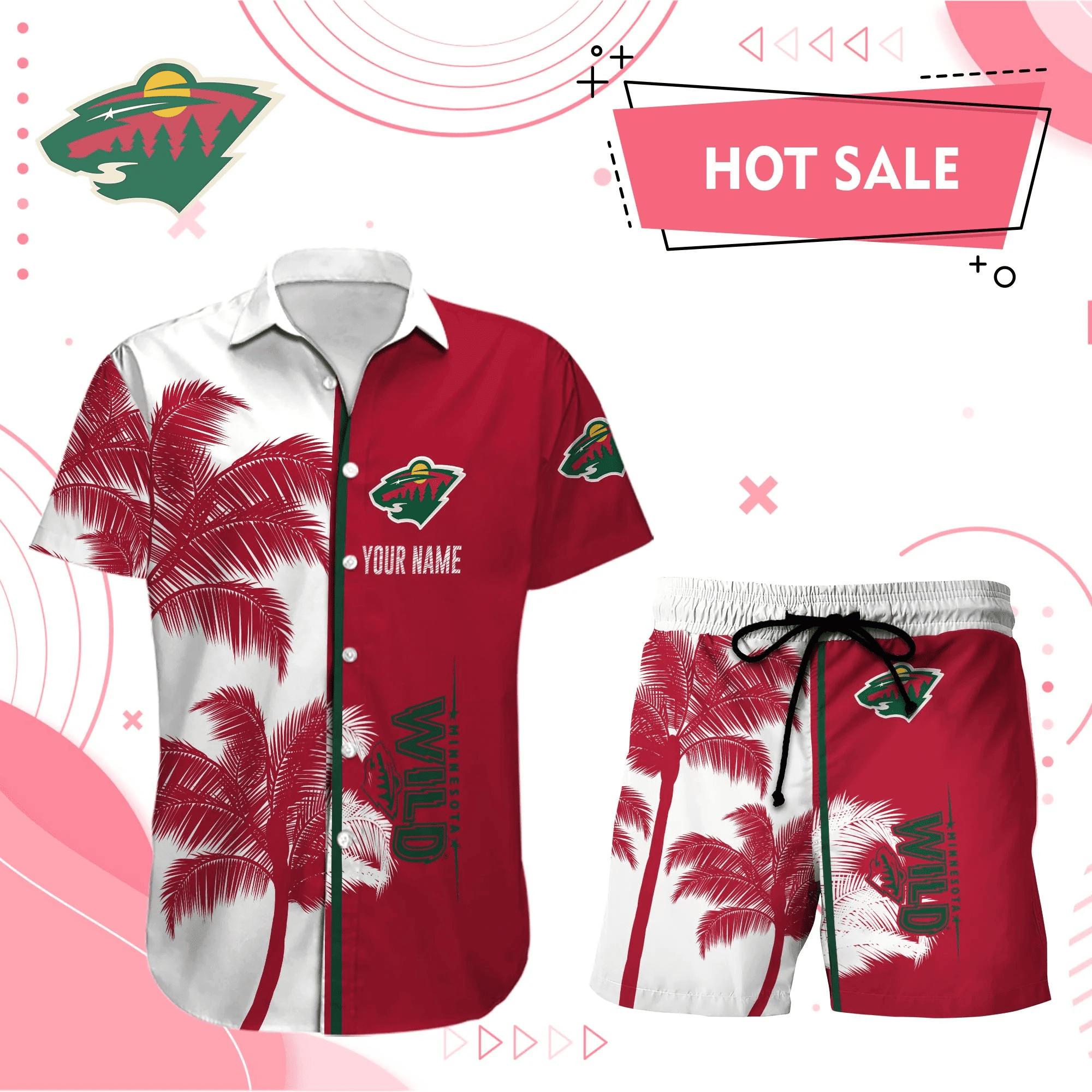 Minnesota Wild Hawaiian Shirt And Set - Customized