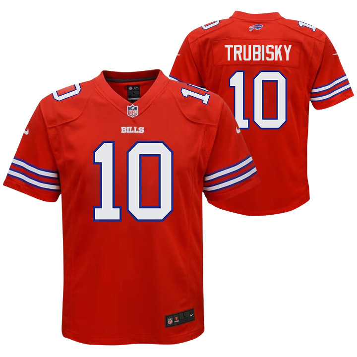 Mitch Trubisky 10 Buffalo Bills Team Game Youth Jersey - Red Js9155