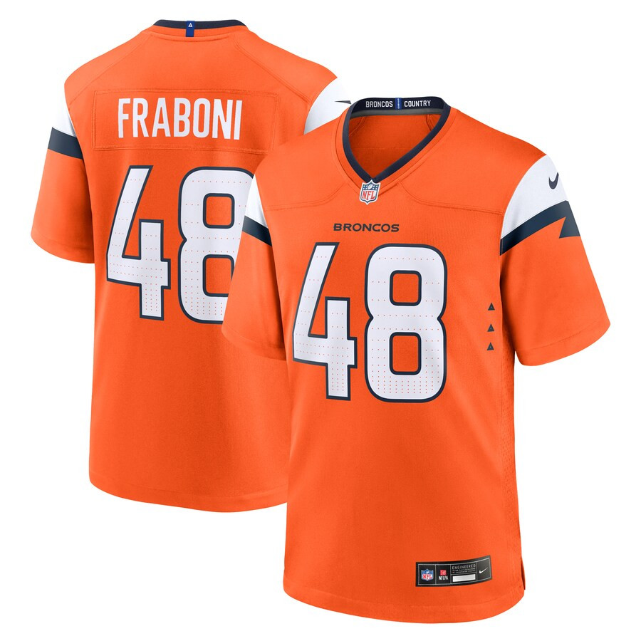 Mitchell Fraboni 48 Denver Broncos Team Game Men Jersey - Orange Js3151