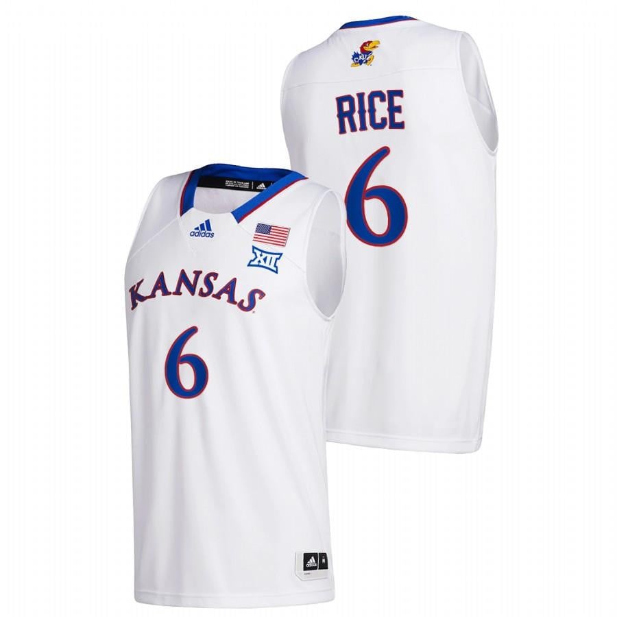M.j. Rice Kansas 6 Jayhawks White College Basketball Class Of 2022 5-star Prospect Jersey