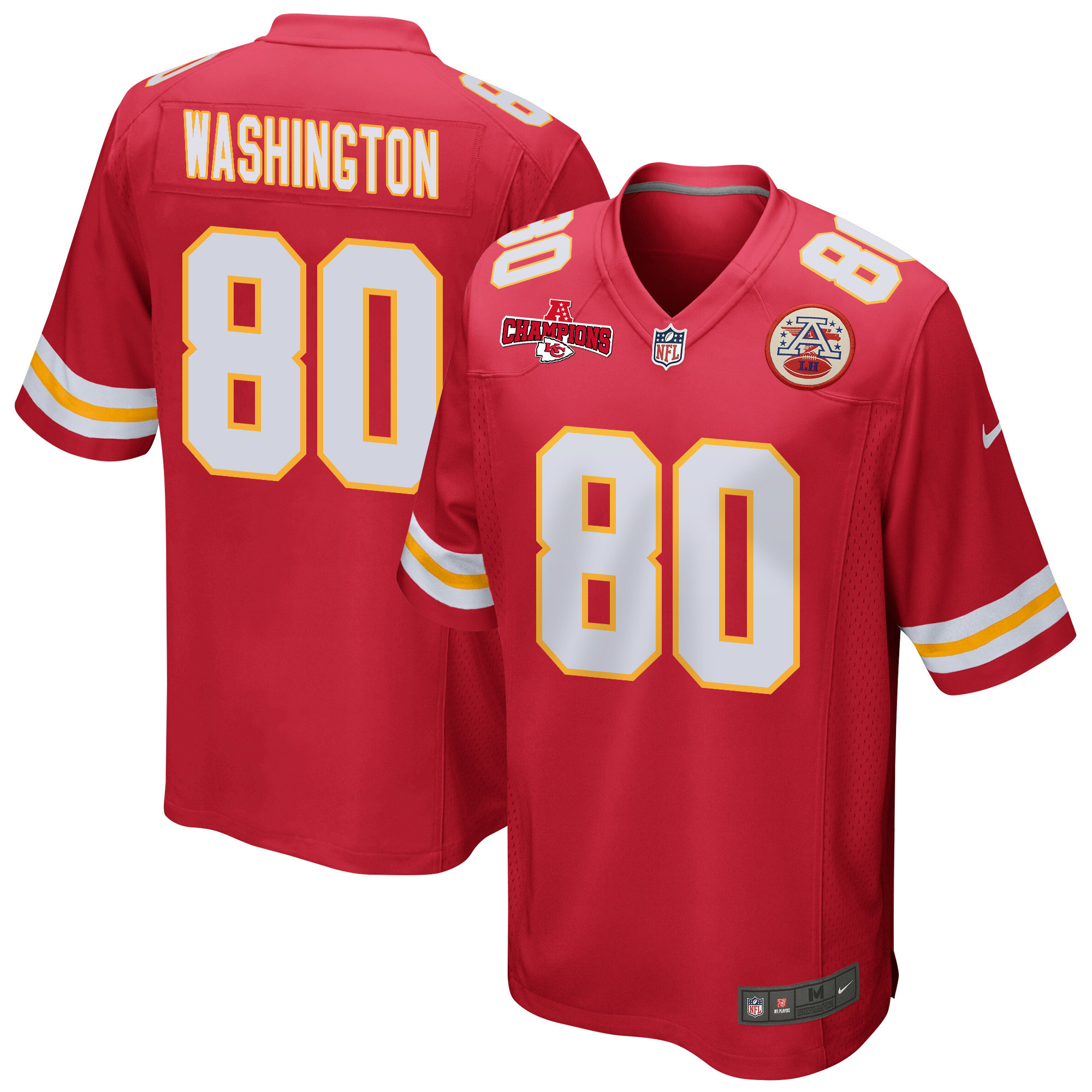 Montrell Washington 80 Kansas City Chiefs Afc Champions Patch Game Men Jersey - Red Js6728