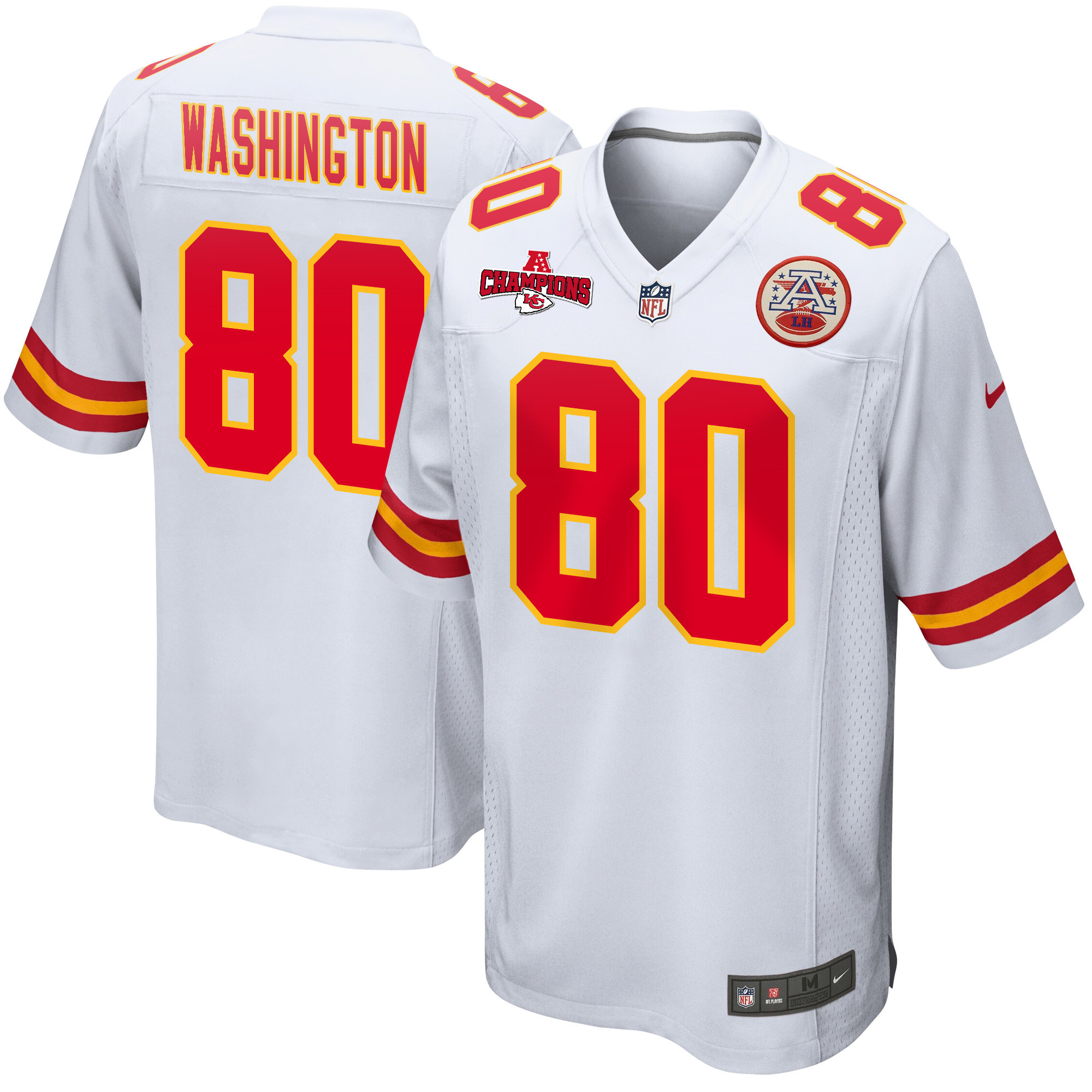 Montrell Washington 80 Kansas City Chiefs Afc Champions Patch Game Men Jersey - White Js1316
